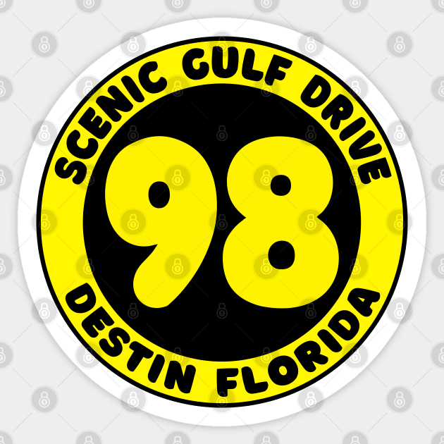 Scenic Gulf Drive Highway 98 Destin Beach Florida Panhandle Emerald Coast Sticker by TravelTime